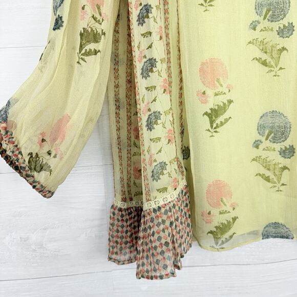 Soft Surroundings Serenata Tunic Top Blouse M Sheer Embroidered Boho Fairy Artsy - Picture 6 of 16